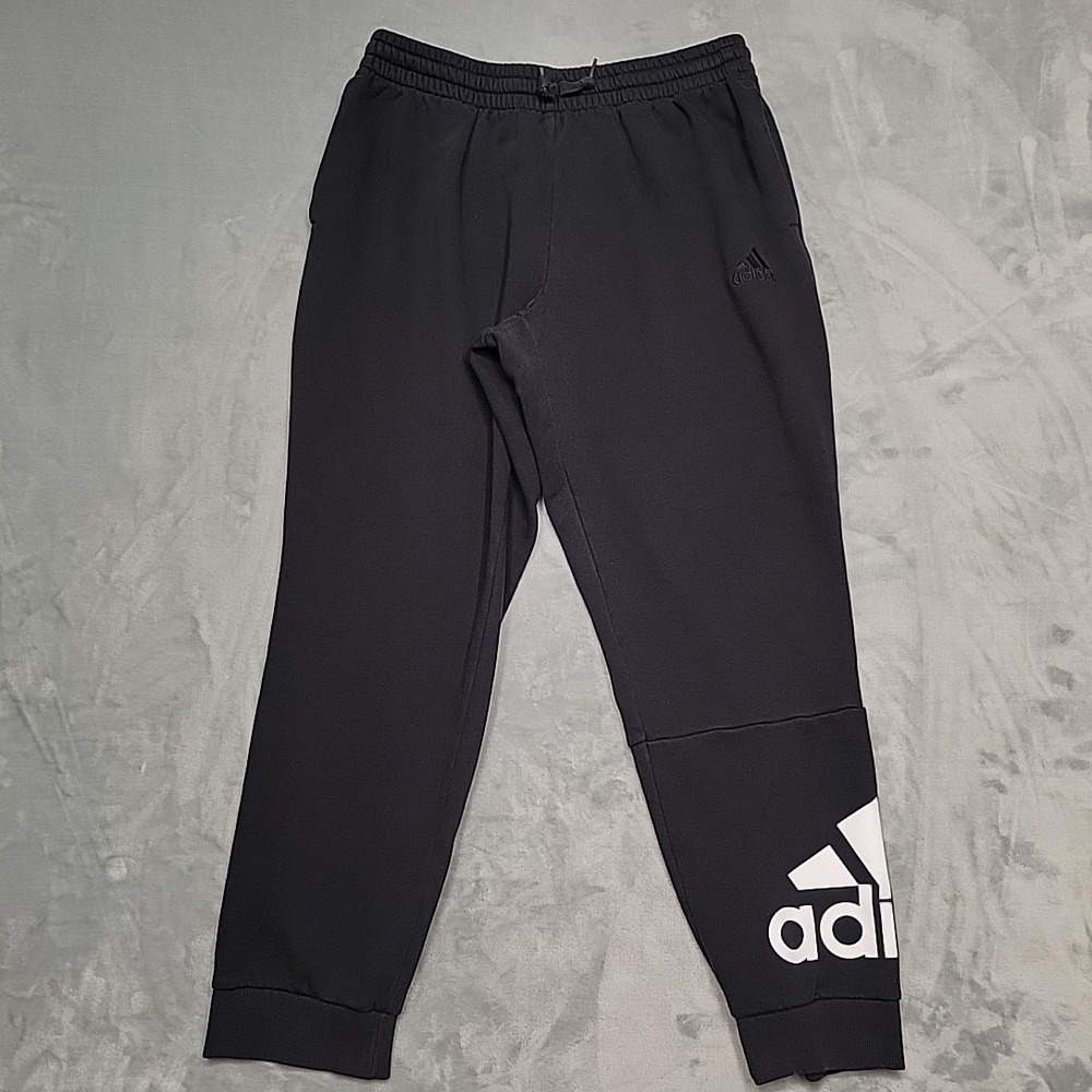 Adidas Sweatpants Men Large‎ Black Big Logo Fleece Joggers Athletic Gym Training
